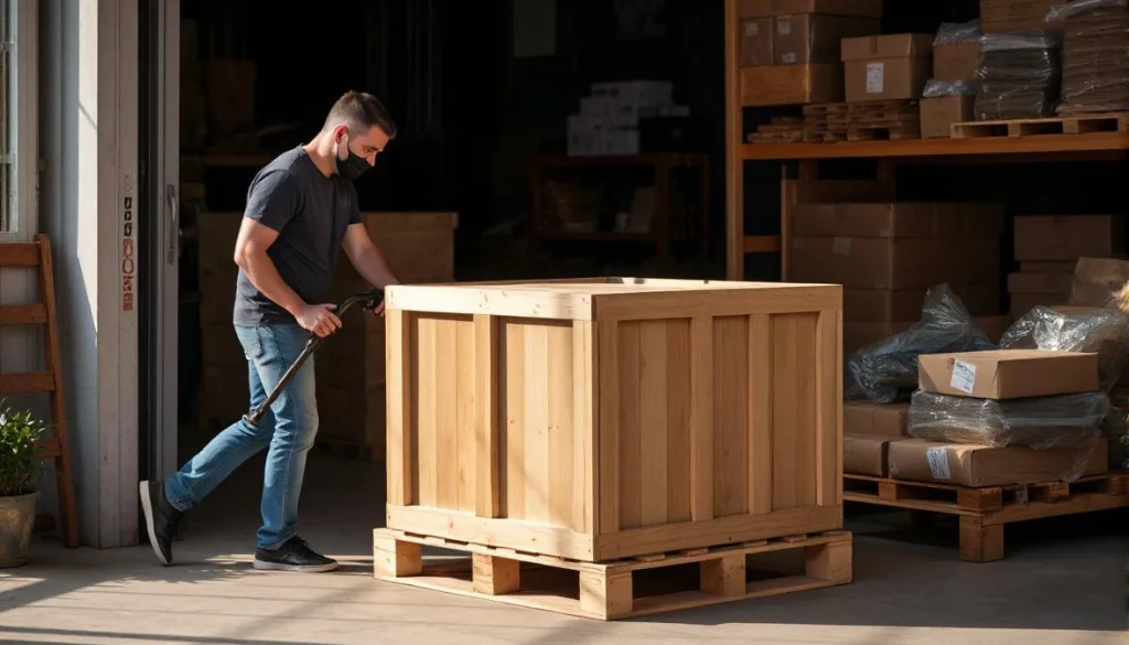 Pickup, palletizing, shipping, crating